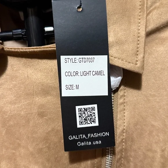 Western Tan fringe cropped moto zip jacket faux suede with belt women’s MEDIUM - Picture 3 of 15